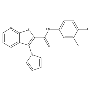 N-(4-fluoro-3-methylphenyl)-3-(1H-pyrrol-1-yl)thieno[2,3-b]pyridine-2-carboxamide结构式