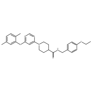1-{6-[(2,5-dimethylphenyl)sulfanyl]pyrimidin-4-yl}-N-[(4-ethoxyphenyl)methyl]piperidine-4-carboxamide结构式