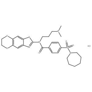 4-(azepane-1-sulfonyl)-N-[3-(dimethylamino)propyl]-N-{10,13-dioxa-4-thia-6-azatricyclo[7.4.0.0^{3,7}]trideca-1,3(7),5,8-tetraen-5-yl}benzamide hydrochloride结构式