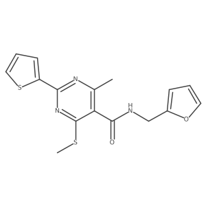 N-[(furan-2-yl)methyl]-4-methyl-6-(methylsulfanyl)-2-(thiophen-2-yl)pyrimidine-5-carboxamide Structure