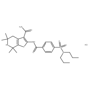 2-[4-(dipropylsulfamoyl)benzamido]-5,5,7,7-tetramethyl-4H,5H,6H,7H-thieno[2,3-c]pyridine-3-carboxamide hydrochloride结构式