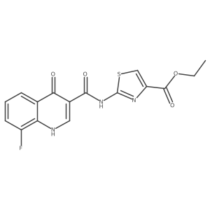ethyl (2Z)-2-{[(8-fluoro-4-hydroxyquinolin-3-yl)carbonyl]imino}-2,3-dihydro-1,3-thiazole-4-carboxylate结构式