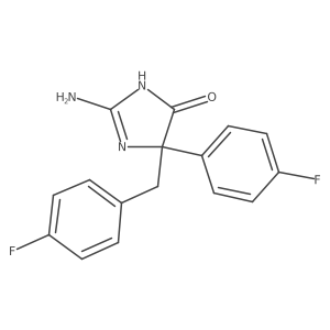 2-Amino-5-(4-fluorophenyl)-5-[(4-fluorophenyl)methyl]-4,5-dihydro-1H-imidazol-4-one结构式