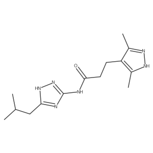3-(3,5-dimethyl-1H-pyrazol-4-yl)-N-[3-(2-methylpropyl)-1H-1,2,4-triazol-5-yl]propanamide结构式