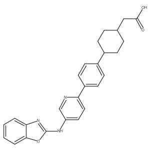 2-((1R,4r)-4-(4-(5-(benzo[d]oxazol-2-ylamino)pyridin-2-yl)phenyl)cyclohexyl)acetic acid Structure