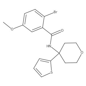 2-bromo-5-methoxy-N-(4-(thiophen-2-yl)tetrahydro-2H-pyran-4-yl)benzamide Structure