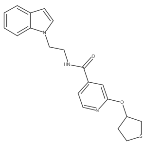 N-(2-(1H-indol-1-yl)ethyl)-2-((tetrahydrothiophen-3-yl)oxy)isonicotinamide结构式