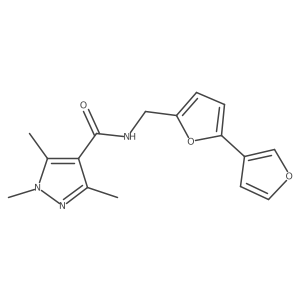 N-([2,3'-bifuran]-5-ylmethyl)-1,3,5-trimethyl-1H-pyrazole-4-carboxamide结构式