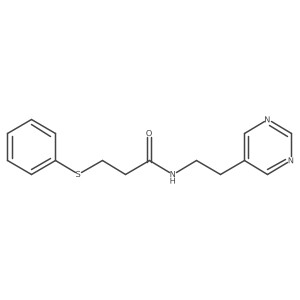 3-(phenylthio)-N-(2-(pyrimidin-5-yl)ethyl)propanamide结构式