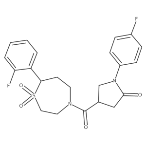 1-(4-Fluorophenyl)-4-(7-(2-fluorophenyl)-1,1-dioxido-1,4-thiazepane-4-carbonyl)pyrrolidin-2-one结构式