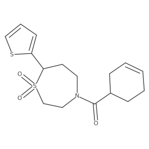 Cyclohex-3-en-1-yl(1,1-dioxido-7-(thiophen-2-yl)-1,4-thiazepan-4-yl)methanone结构式