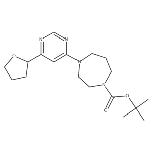 Tert-butyl 4-[6-(oxolan-2-yl)pyrimidin-4-yl]-1,4-diazepane-1-carboxylate结构式
