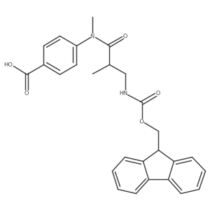4-[3-({[(9H-fluoren-9-yl)methoxy]carbonyl}amino)-N,2-dimethylpropanamido]benzoic acid Structure