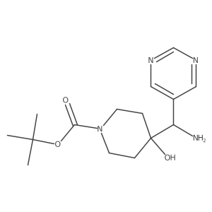 Tert-butyl 4-[amino(pyrimidin-5-yl)methyl]-4-hydroxypiperidine-1-carboxylate结构式