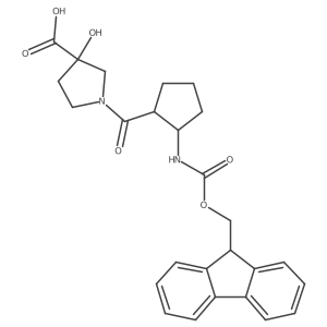rac-1-[(1R,2S)-2-({[(9H-fluoren-9-yl)methoxy]carbonyl}amino)cyclopentanecarbonyl]-3-hydroxypyrrolidine-3-carboxylic acid Structure