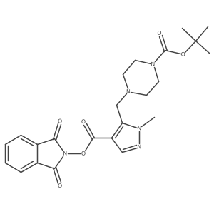tert-butyl 4-[(4-{[(1,3-dioxo-2,3-dihydro-1H-isoindol-2-yl)oxy]carbonyl}-1-methyl-1H-pyrazol-5-yl)methyl]piperazine-1-carboxylate结构式