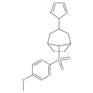 (1R,5S)-8-((4-methoxyphenyl)sulfonyl)-3-(1H-pyrazol-1-yl)-8-azabicyclo[3.2.1]octane Structure