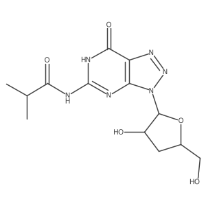 N-(3-((2R,3R,5S)-3-Hydroxy-5-(hydroxymethyl)tetrahydrofuran-2-YL)-7-oxo-6,7-dihydro-3H-[1,2,3]triazolo[4,5-D]pyrimidin-5-YL)isobutyramide结构式