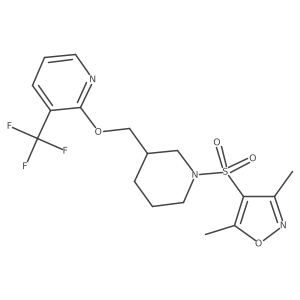 2-({1-[(3,5-Dimethyl-1,2-oxazol-4-yl)sulfonyl]piperidin-3-yl}methoxy)-3-(trifluoromethyl)pyridine结构式