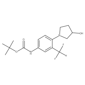 tert-butyl N-[4-(3-hydroxypyrrolidin-1-yl)-3-(trifluoromethyl)phenyl]carbamate结构式
