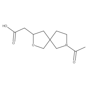 rac-2-[(3R,5S)-7-acetyl-2-oxa-7-azaspiro[4.4]nonan-3-yl]acetic acid结构式