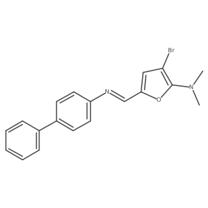 2-Furanamine, 5-[([1,1-biphenyl]-4-ylimino)methyl]-3-bromo-N,N-dimethyl- Structure