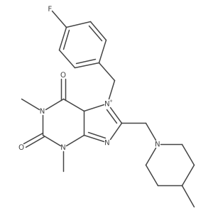 7-[(4-fluorophenyl)methyl]-1,3-dimethyl-8-[(4-methylpiperidin-1-yl)methyl]-5H-purin-7-ium-2,6-dione结构式
