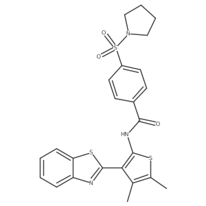N-(3-(benzo[d]thiazol-2-yl)-4,5-dimethylthiophen-2-yl)-4-(pyrrolidin-1-ylsulfonyl)benzamide结构式