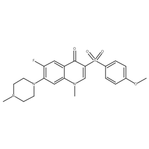 6-fluoro-3-((4-methoxyphenyl)sulfonyl)-1-methyl-7-(4-methylpiperazin-1-yl)quinolin-4(1H)-one结构式