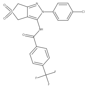 N-(2-(4-chlorophenyl)-5,5-dioxido-4,6-dihydro-2H-thieno[3,4-c]pyrazol-3-yl)-4-(trifluoromethyl)benzamide结构式
