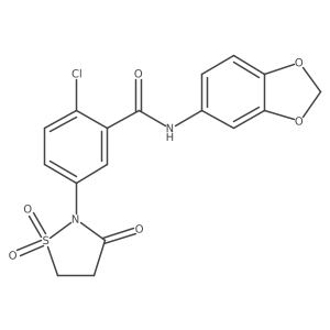 N-(1,3-benzodioxol-5-yl)-2-chloro-5-(1,1-dioxido-3-oxo-1,2-thiazolidin-2-yl)benzamide Structure