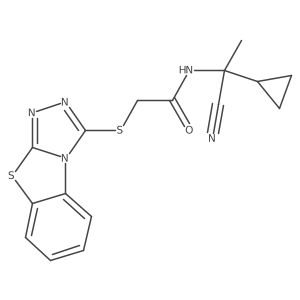 N-(1-cyano-1-cyclopropylethyl)-2-{7-thia-2,4,5-triazatricyclo[6.4.0.0,2,6]dodeca-1(8),3,5,9,11-pentaen-3-ylsulfanyl}acetamide Structure
