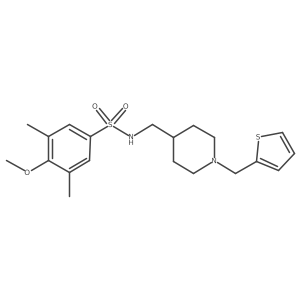 4-methoxy-3,5-dimethyl-N-((1-(thiophen-2-ylmethyl)piperidin-4-yl)methyl)benzenesulfonamide结构式