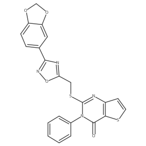 2-({[3-(2H-1,3-benzodioxol-5-yl)-1,2,4-oxadiazol-5-yl]methyl}sulfanyl)-3-phenyl-3H,4H-thieno[3,2-d]pyrimidin-4-one结构式