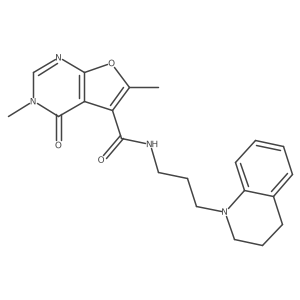N-(3-(3,4-dihydroquinolin-1(2H)-yl)propyl)-3,6-dimethyl-4-oxo-3,4-dihydrofuro[2,3-d]pyrimidine-5-carboxamide结构式
