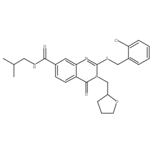 2-((2-chlorobenzyl)thio)-N-isobutyl-4-oxo-3-((tetrahydrofuran-2-yl)methyl)-3,4-dihydroquinazoline-7-carboxamide结构式