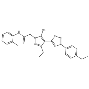 2-{5-amino-4-[3-(4-methoxyphenyl)-1,2,4-oxadiazol-5-yl]-3-(methylsulfanyl)-1H-pyrazol-1-yl}-N-(2-methylphenyl)acetamide结构式