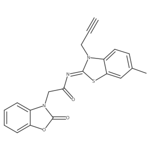(E)-N-(6-methyl-3-(prop-2-yn-1-yl)benzo[d]thiazol-2(3H)-ylidene)-2-(2-oxobenzo[d]oxazol-3(2H)-yl)acetamide结构式