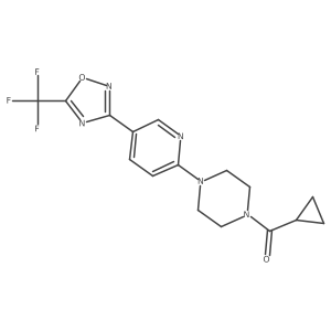 Cyclopropyl(4-(5-(5-(trifluoromethyl)-1,2,4-oxadiazol-3-yl)pyridin-2-yl)piperazin-1-yl)methanone结构式
