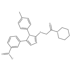 2-((5-(3-nitrophenyl)-1-(p-tolyl)-1H-imidazol-2-yl)thio)-1-(piperidin-1-yl)ethanone Structure