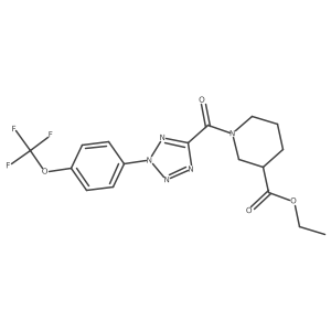 ethyl 1-(2-(4-(trifluoromethoxy)phenyl)-2H-tetrazole-5-carbonyl)piperidine-3-carboxylate结构式