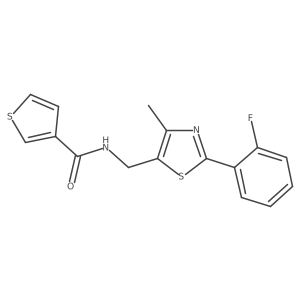 N-((2-(2-fluorophenyl)-4-methylthiazol-5-yl)methyl)thiophene-3-carboxamide结构式