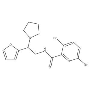 3,6-dibromo-N-[2-(furan-2-yl)-2-(pyrrolidin-1-yl)ethyl]pyridine-2-carboxamide结构式