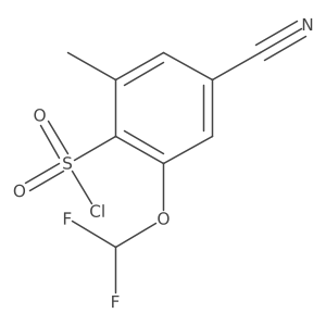 4-Cyano-2-(difluoromethoxy)-6-methylbenzene-1-sulfonyl chloride结构式