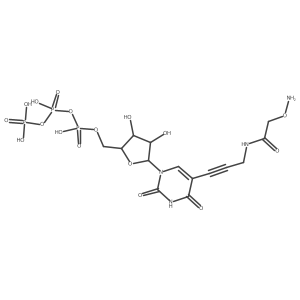 [[(2R,3S,4R,5R)-5-[5-[3-[(2-aminooxyacetyl)amino]prop-1-ynyl]-2,4-dioxopyrimidin-1-yl]-3,4-dihydroxyoxolan-2-yl]methoxy-hydroxyphosphoryl] phosphono hydrogen phosphate Structure
