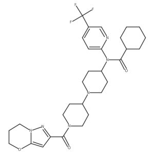 N-(1'-(6,7-dihydro-5H-pyrazolo[5,1-b][1,3]oxazine-2-carbonyl)-[1,4'-bipiperidin]-4-yl)-N-(5-(trifluoromethyl)pyridin-2-yl)cyclohexanecarboxamide结构式