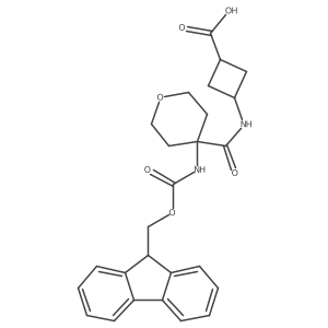 3-[4-({[(9H-fluoren-9-yl)methoxy]carbonyl}amino)oxane-4-amido]cyclobutane-1-carboxylic acid Structure