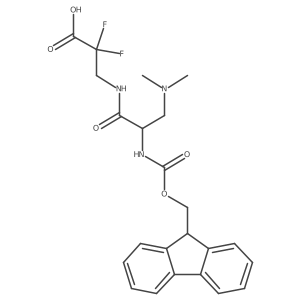 3-[(2S)-3-(dimethylamino)-2-({[(9H-fluoren-9-yl)methoxy]carbonyl}amino)propanamido]-2,2-difluoropropanoic acid结构式