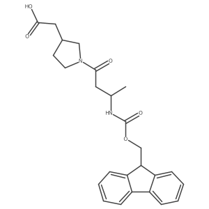 2-{1-[(3S)-3-({[(9H-fluoren-9-yl)methoxy]carbonyl}amino)butanoyl]pyrrolidin-3-yl}acetic acid结构式