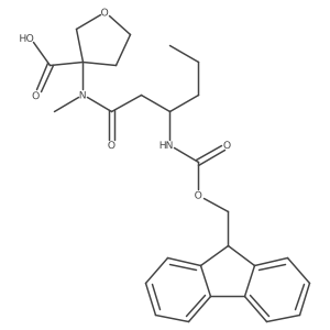 3-[(3R)-3-({[(9H-fluoren-9-yl)methoxy]carbonyl}amino)-N-methylhexanamido]oxolane-3-carboxylic acid Structure